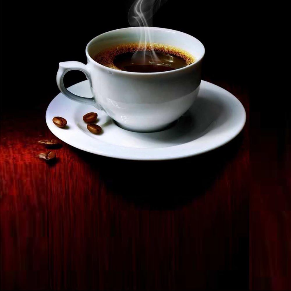 Открытка кофе и зерна  белая посуда  Good morning 