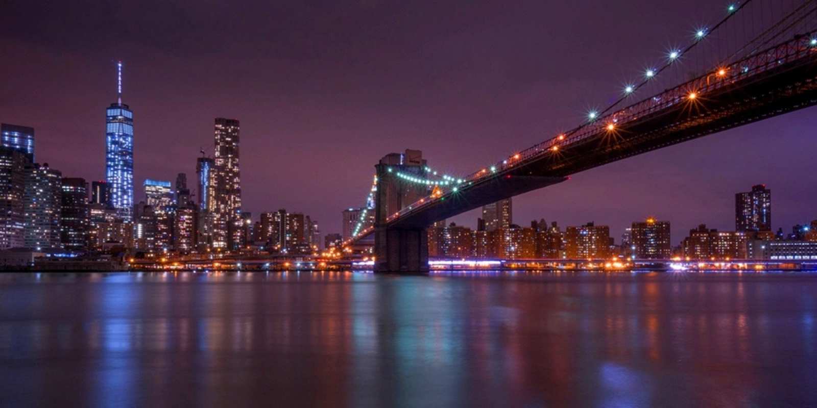 Открытка бруклинский мост ночной мост Good night 