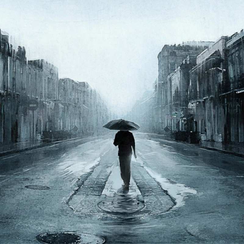 Открытка город и человек  опустевшая улица  Do not be sad 