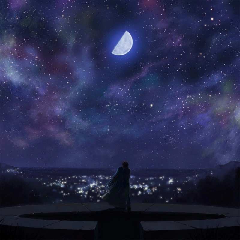 Открытка Звездное небо отражается в море  набережная  Good night 