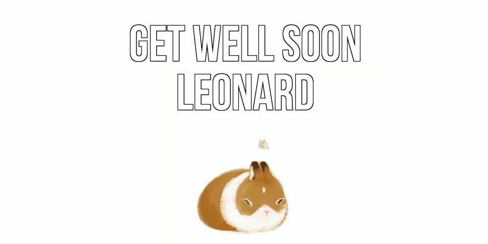 Greetings card с именем, Leonard Get well soon морская свинка на открытке с пожеланиями не болеть Greetings with text for free download 