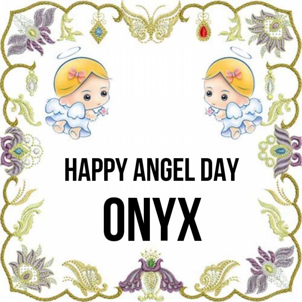 Greetings card с именем, Onyx happy angel day маленькие ангелы с крылышками Greetings with text for free download 