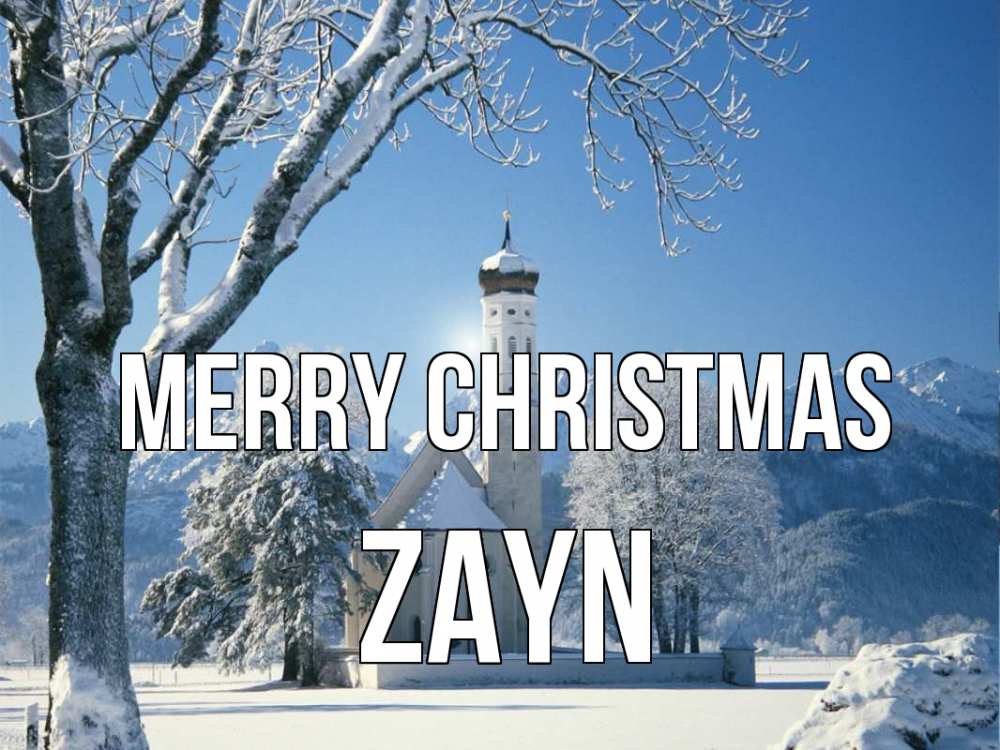 Greetings card с именем, Zayn Merry Christmas зима, храм, костел Greetings with text for free download 
