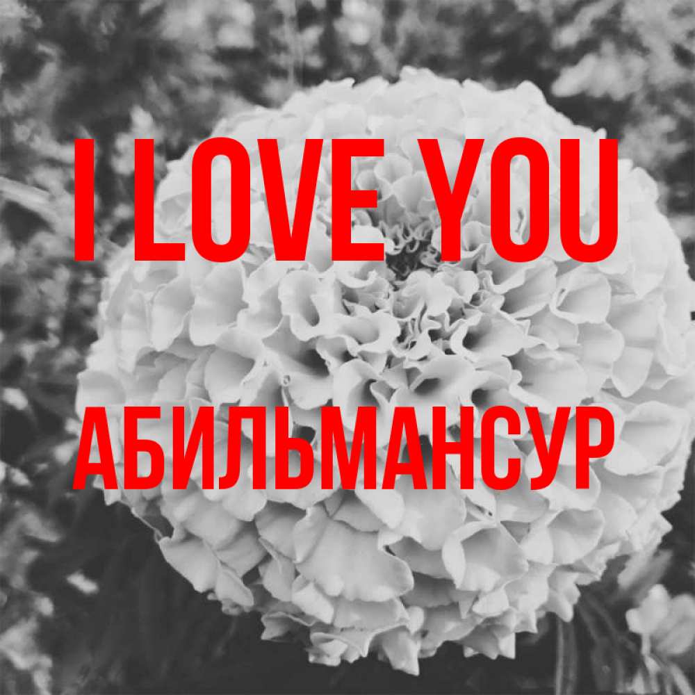 Greetings card с именем, Абильмансур I love you подпись Greetings with text for free download 