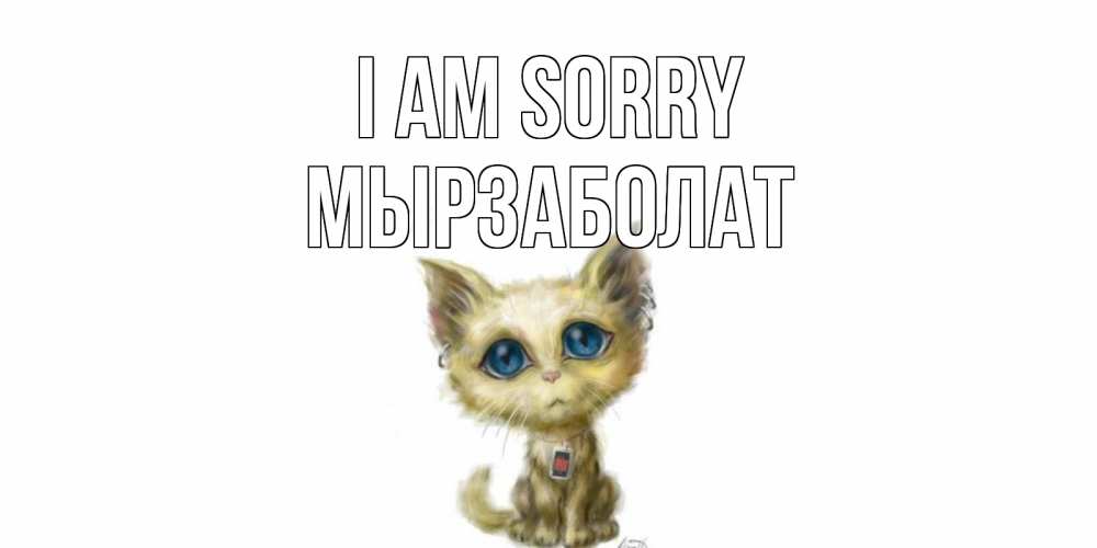 Greetings card с именем, Мырзаболат I am sorry прости меня открытка с котиком Greetings with text for free download 