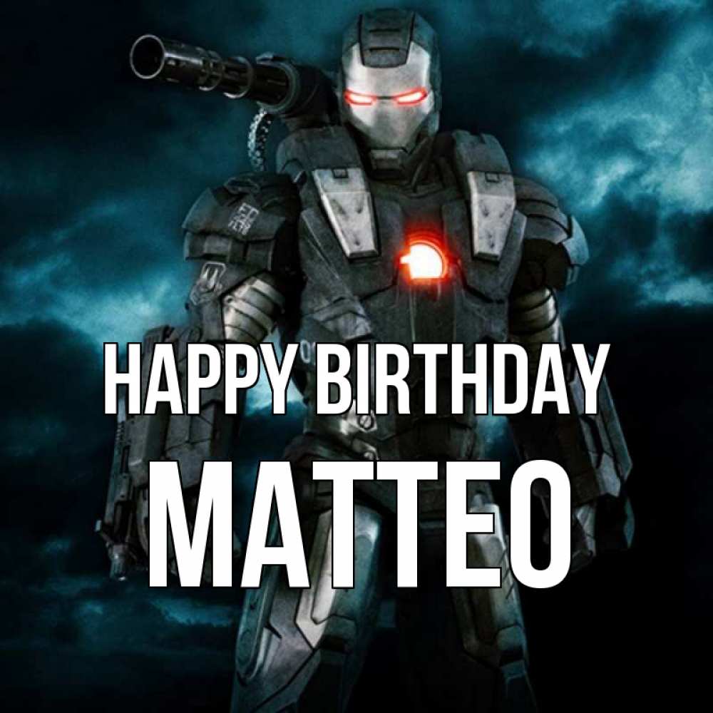 Greetings card с именем, Matteo Happy Birthday марвел супергерой в новом костюме Greetings with text for free download 