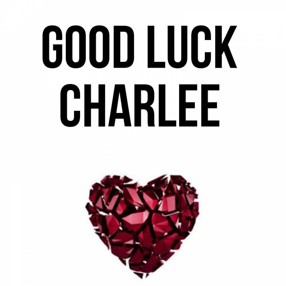 Greetings card с именем, Charlee Good luck бордовое из кристаллов  1 Greetings with text for free download 