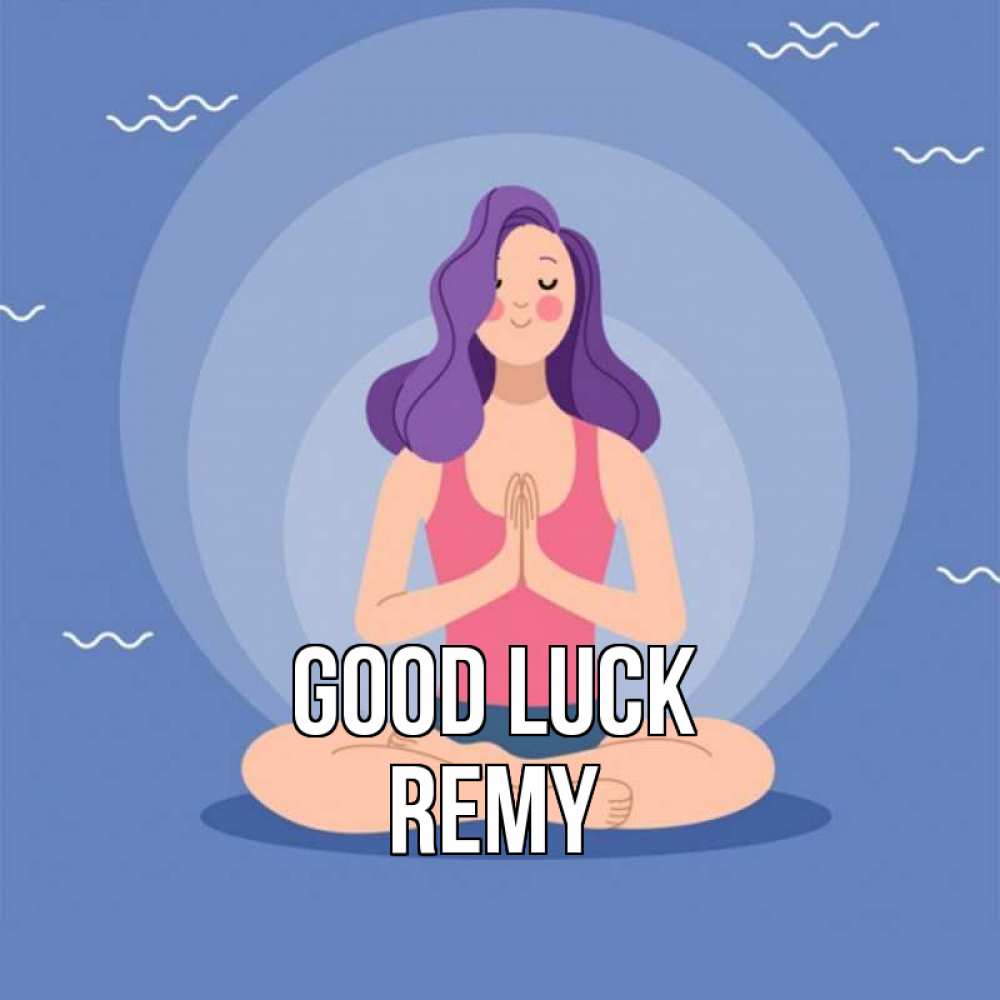 Greetings card с именем, Remy Good luck девушка с фиолетовыми волосами Greetings with text for free download 