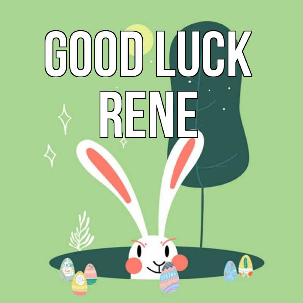 Greetings card с именем, Rene Good luck заяц Greetings with text for free download 
