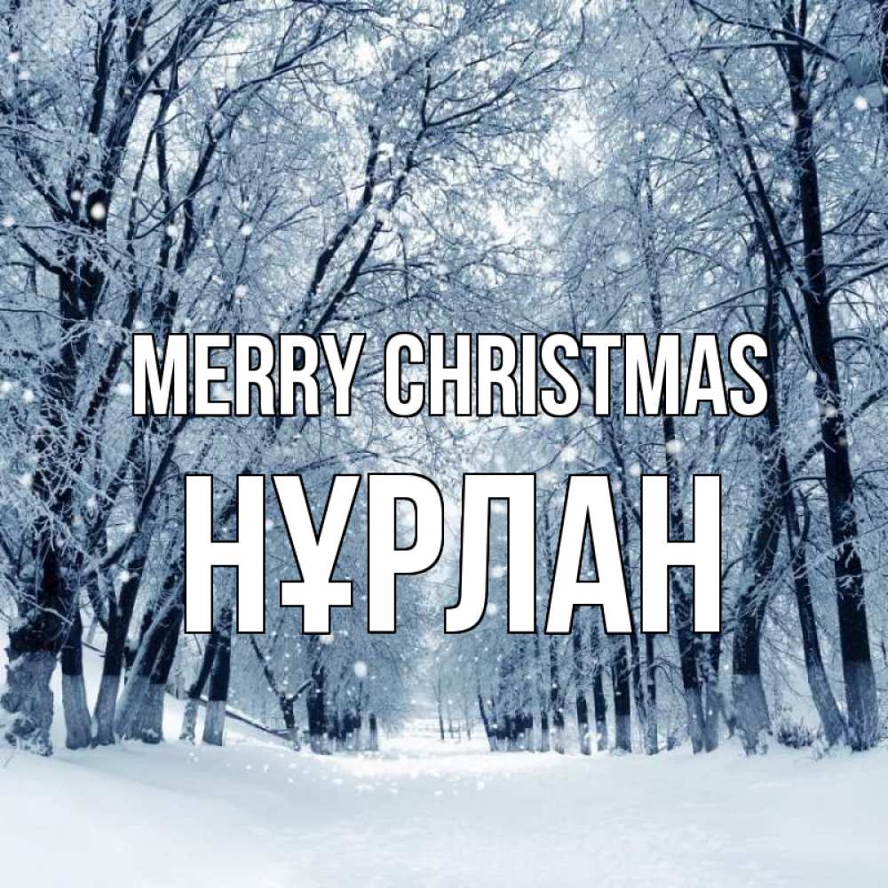 Greetings card с именем, НҰРЛАН Merry Christmas снег, лес, парк Greetings with text for free download 