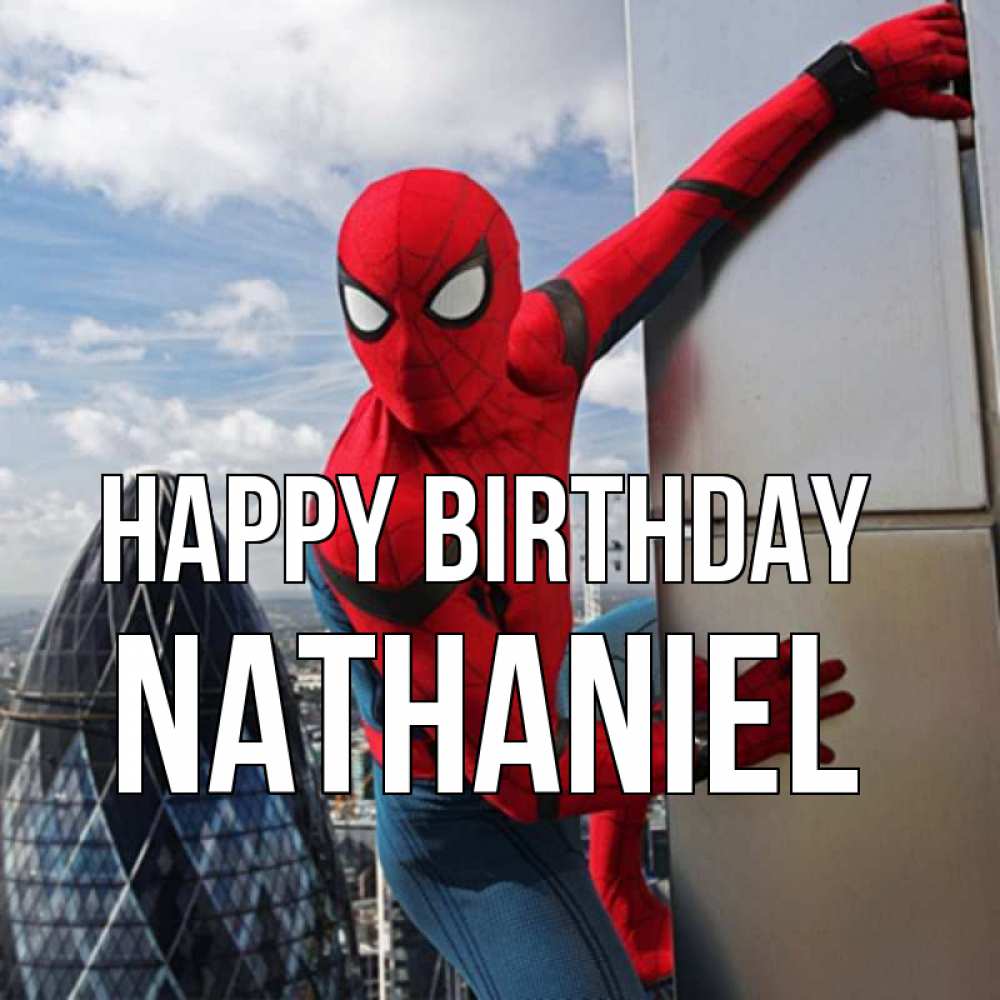 Greetings card с именем, Nathaniel Happy Birthday Марвел Greetings with text for free download 