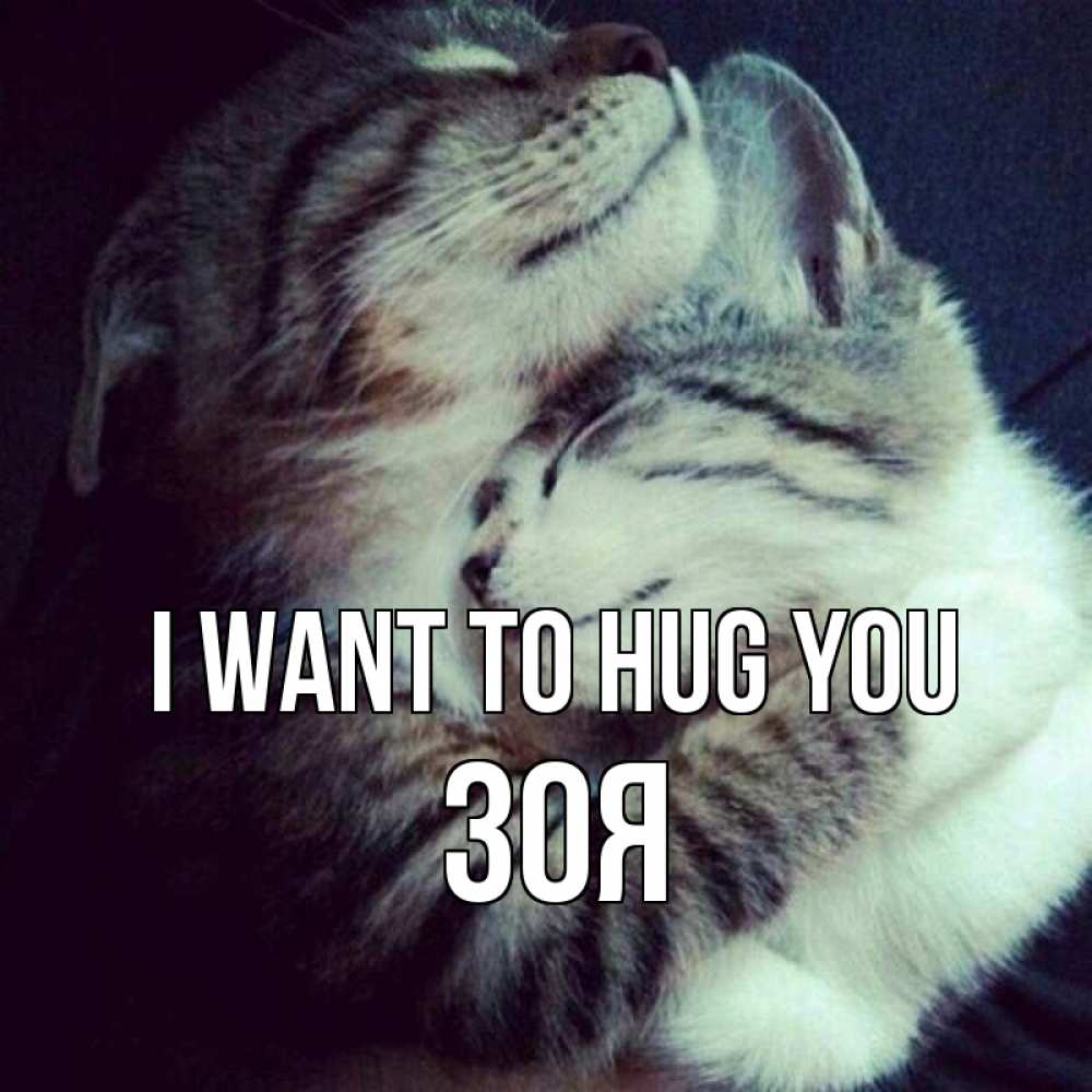 Greetings card с именем, Зоя I want to hug you полосатики Greetings with text for free download 