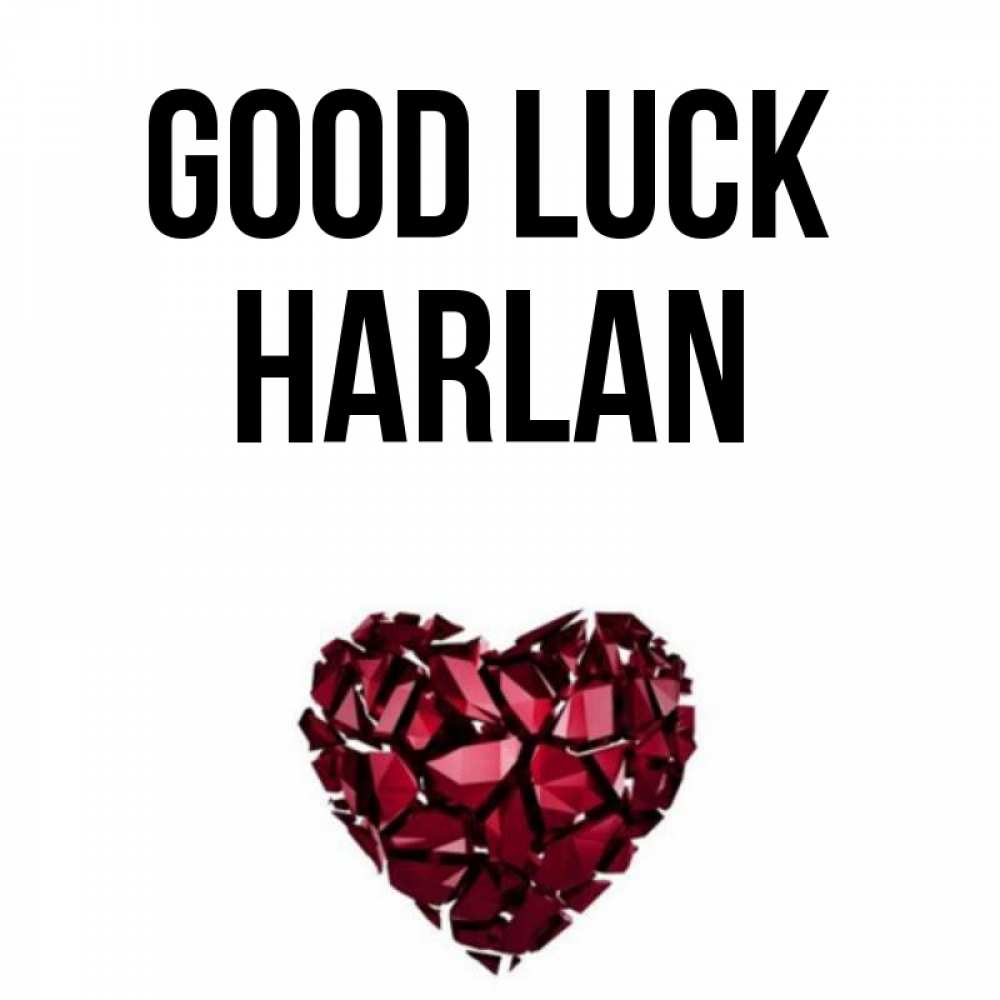 Greetings card с именем, Harlan Good luck бордовое из кристаллов  1 Greetings with text for free download 