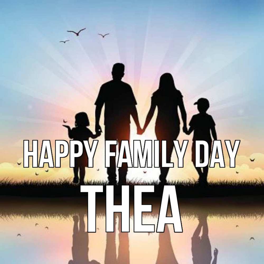 Greetings card с именем, Thea happy family day сын, дочка, мама, папа, море , закат Greetings with text for free download 