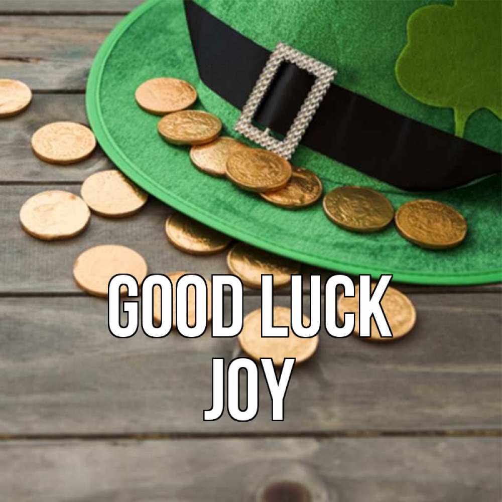 Greetings card с именем, Joy Good luck монеты Greetings with text for free download 