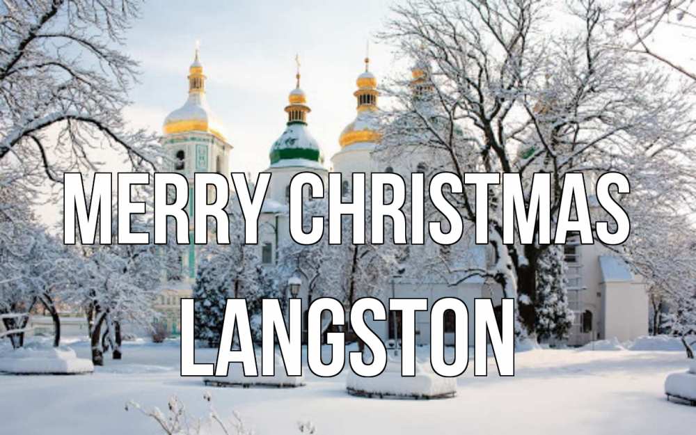 Greetings card с именем, Langston Merry Christmas зима, церковь Greetings with text for free download 