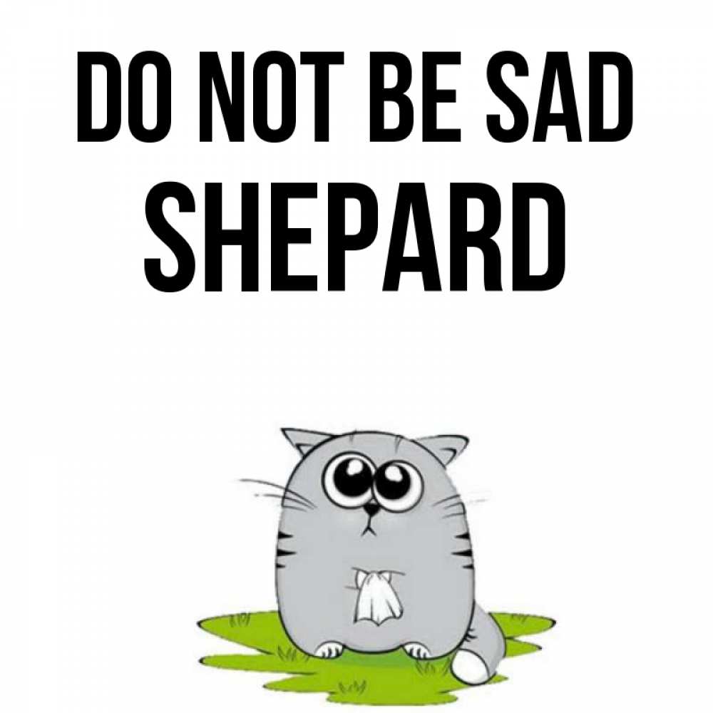 Greetings card с именем, Shepard Do not be sad грустный котяра Greetings with text for free download 