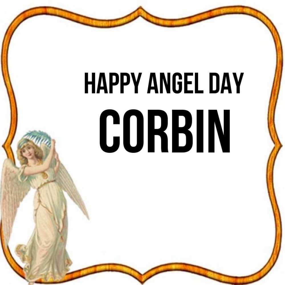 Greetings card с именем, Corbin happy angel day рамочка простая Greetings with text for free download 
