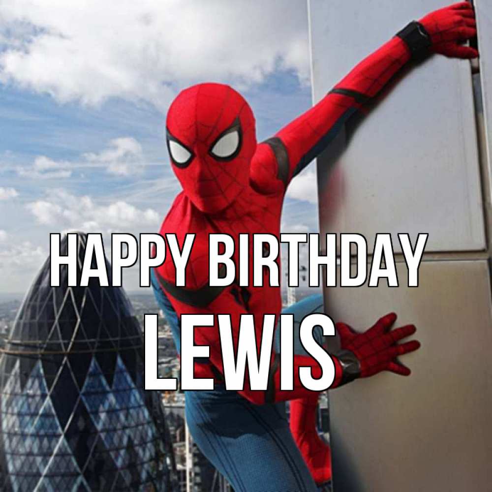 Greetings card с именем, Lewis Happy Birthday Марвел Greetings with text for free download 