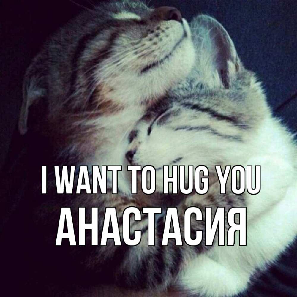 Greetings card с именем, Анастасия I want to hug you полосатики Greetings with text for free download 