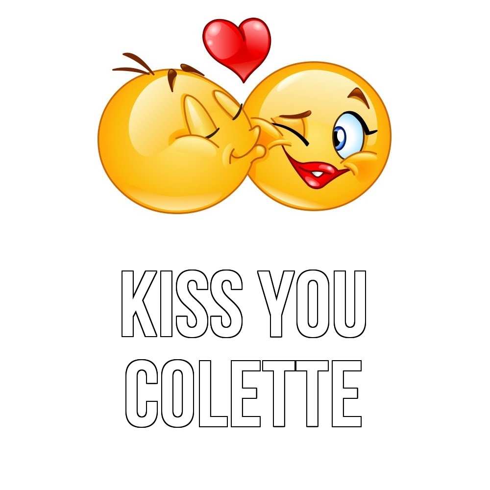 Greetings card с именем, Colette Kiss you губы и белые зубы Greetings with text for free download 