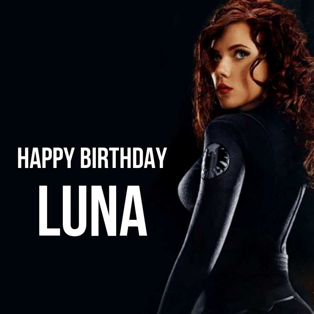 Greetings card с именем, Luna Happy Birthday Марвел черная вдова Greetings with text for free download 