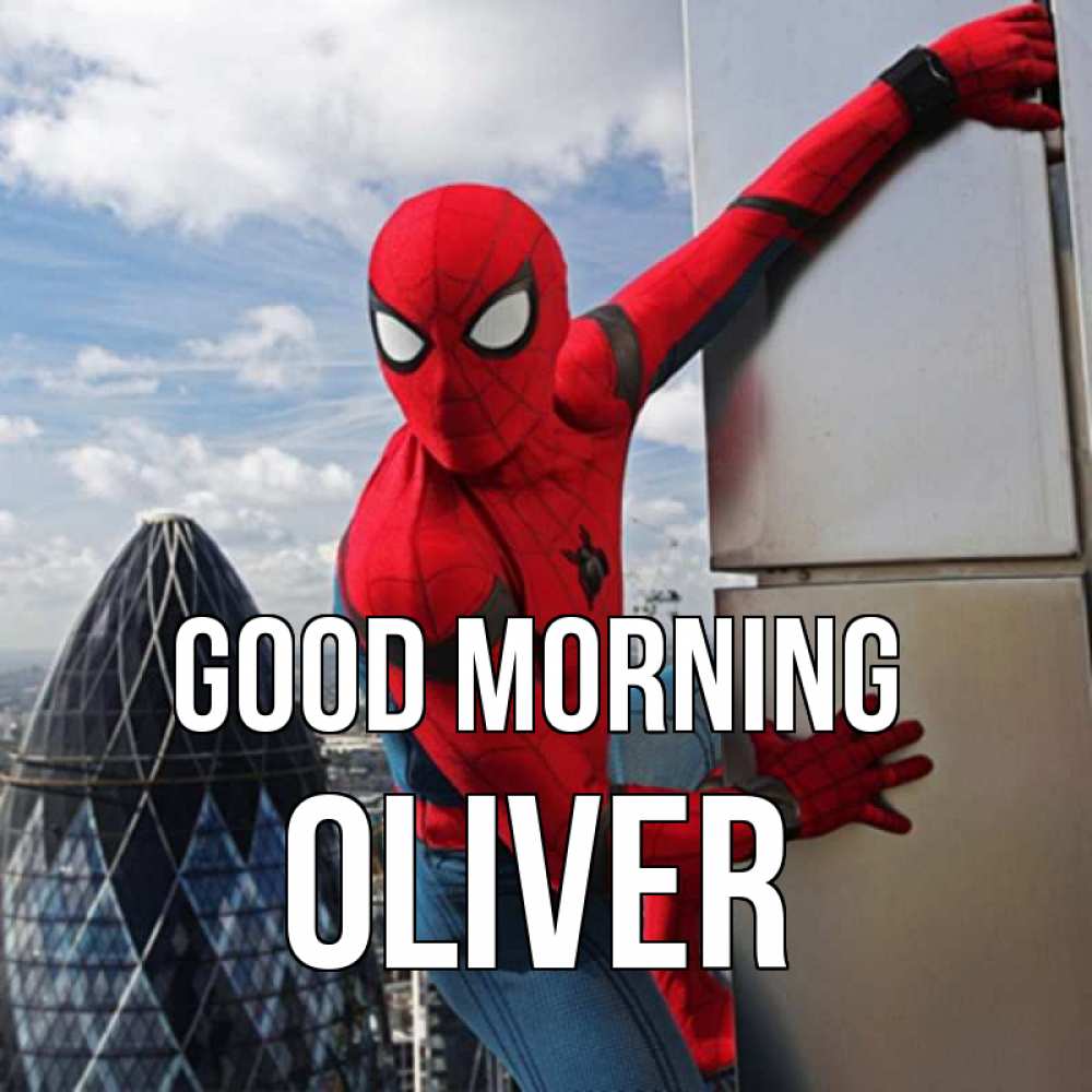 Greetings card с именем, Oliver Good morning марвел герои Greetings with text for free download 