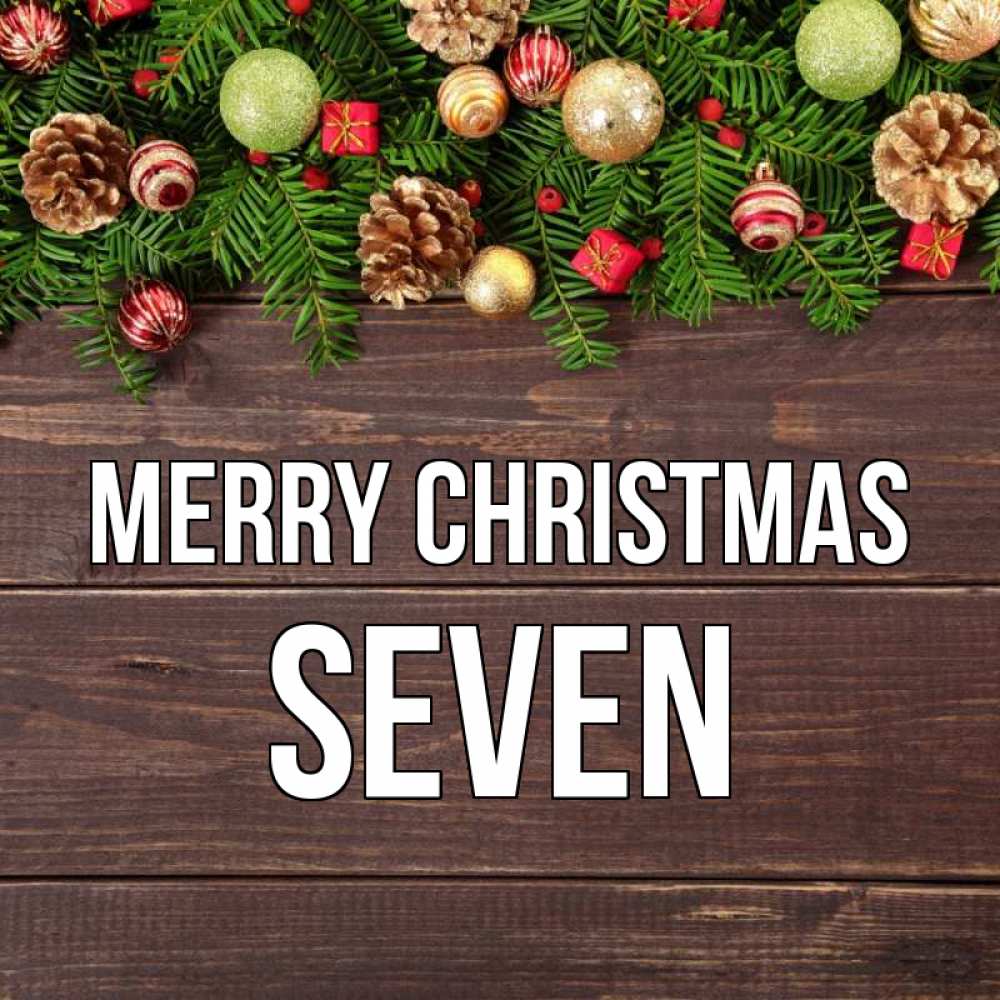 Greetings card с именем, Seven Merry Christmas с рождеством Greetings with text for free download 