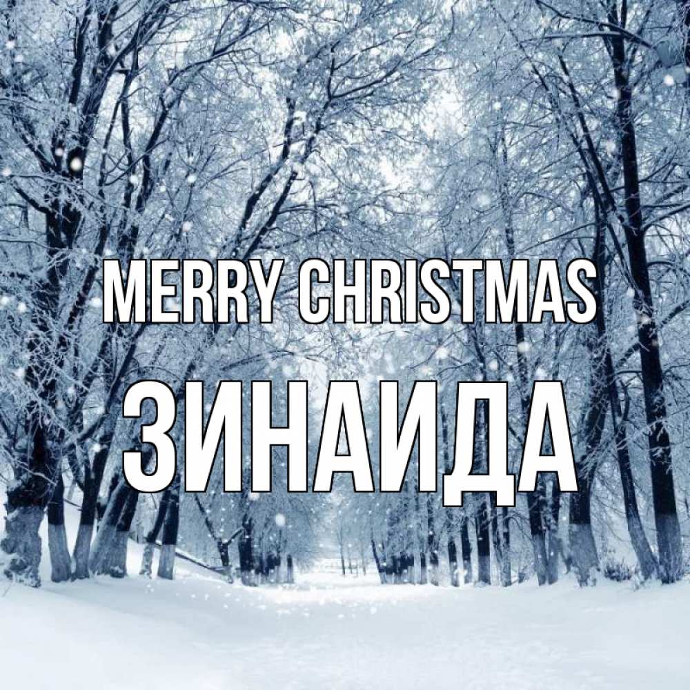 Greetings card с именем, Зинаида Merry Christmas снег, лес, парк Greetings with text for free download 