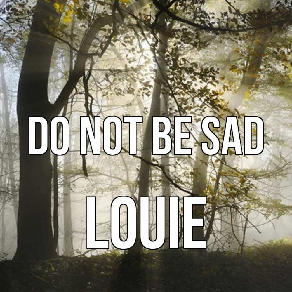 Greetings card с именем, Louie Do not be sad лес и свет Greetings with text for free download 