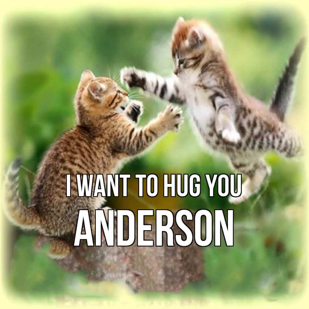 Greetings card с именем, Anderson I want to hug you игры котят Greetings with text for free download 