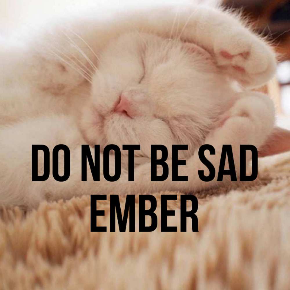 Greetings card с именем, Ember Do not be sad Котенок спит Greetings with text for free download 