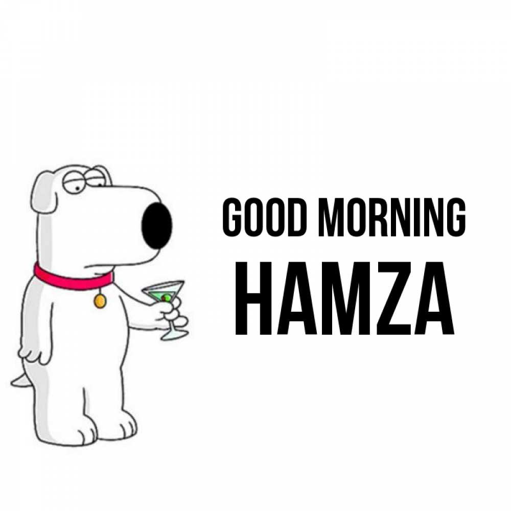 Greetings card с именем, Hamza Good morning герои мультфильмов белый пес Greetings with text for free download 