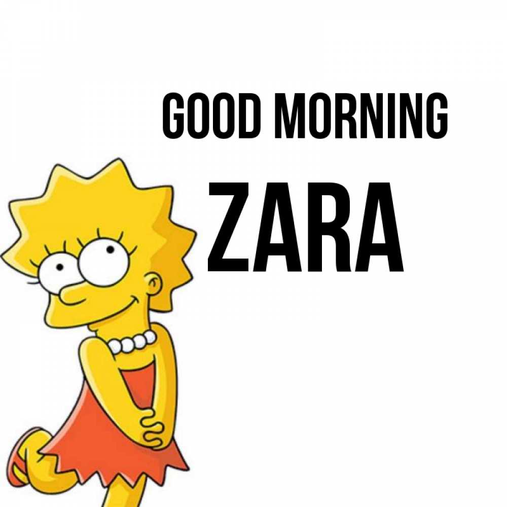 Greetings card с именем, Zara Good morning в платье и ожерелье Greetings with text for free download 