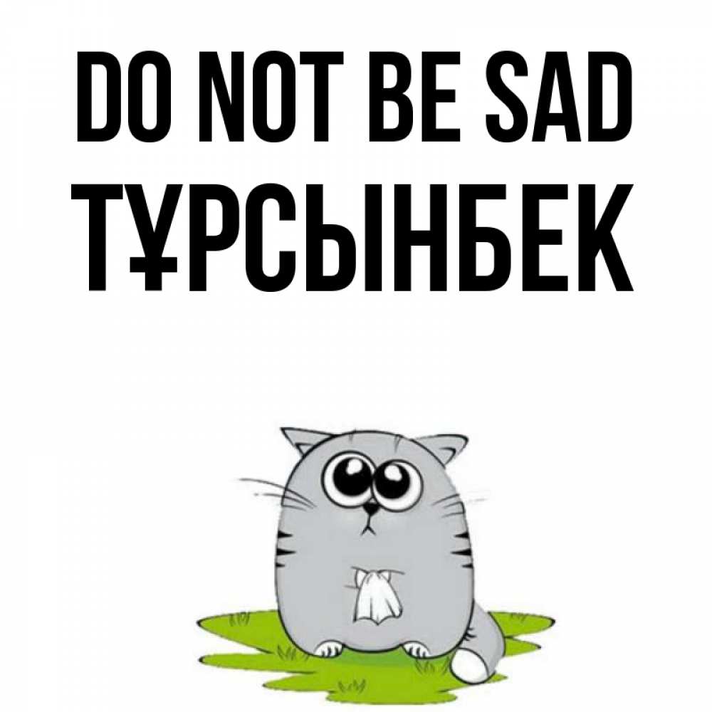 Greetings card с именем, ТҰРСЫНБЕК Do not be sad грустный котяра Greetings with text for free download 