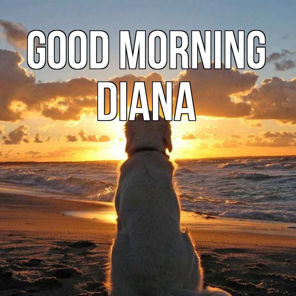 Greetings card с именем, Diana Good morning восход солнца Greetings with text for free download 