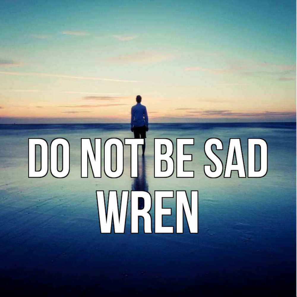 Greetings card с именем, Wren Do not be sad небо и гладь льда Greetings with text for free download 