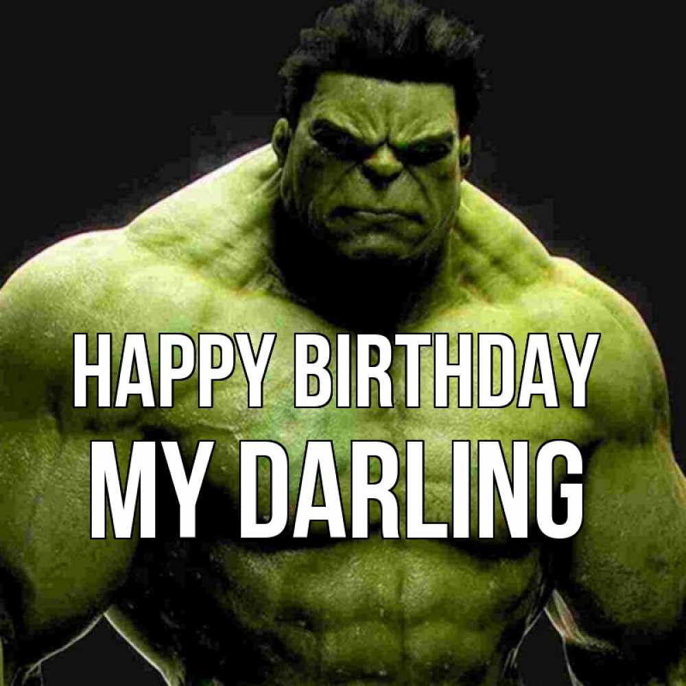 Greetings card с именем, my-darling Happy Birthday зеленый супергерой марвел Greetings with text for free download 