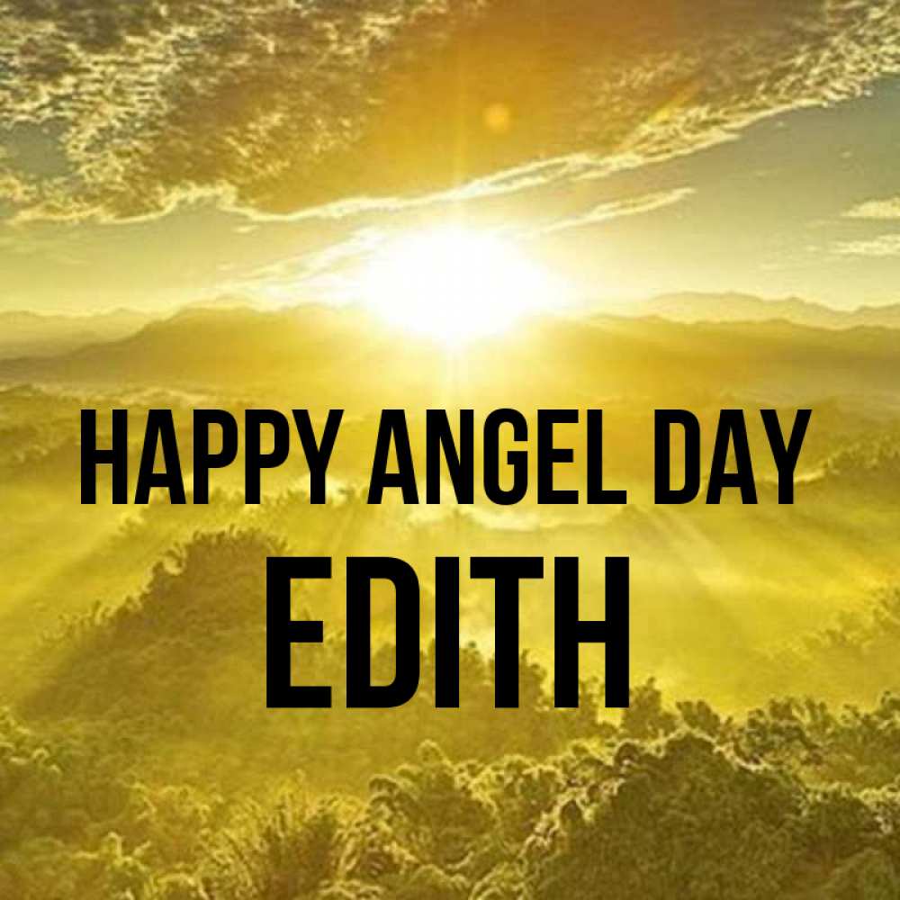 Greetings card с именем, Edith happy angel day леса и небо в желтом Greetings with text for free download 