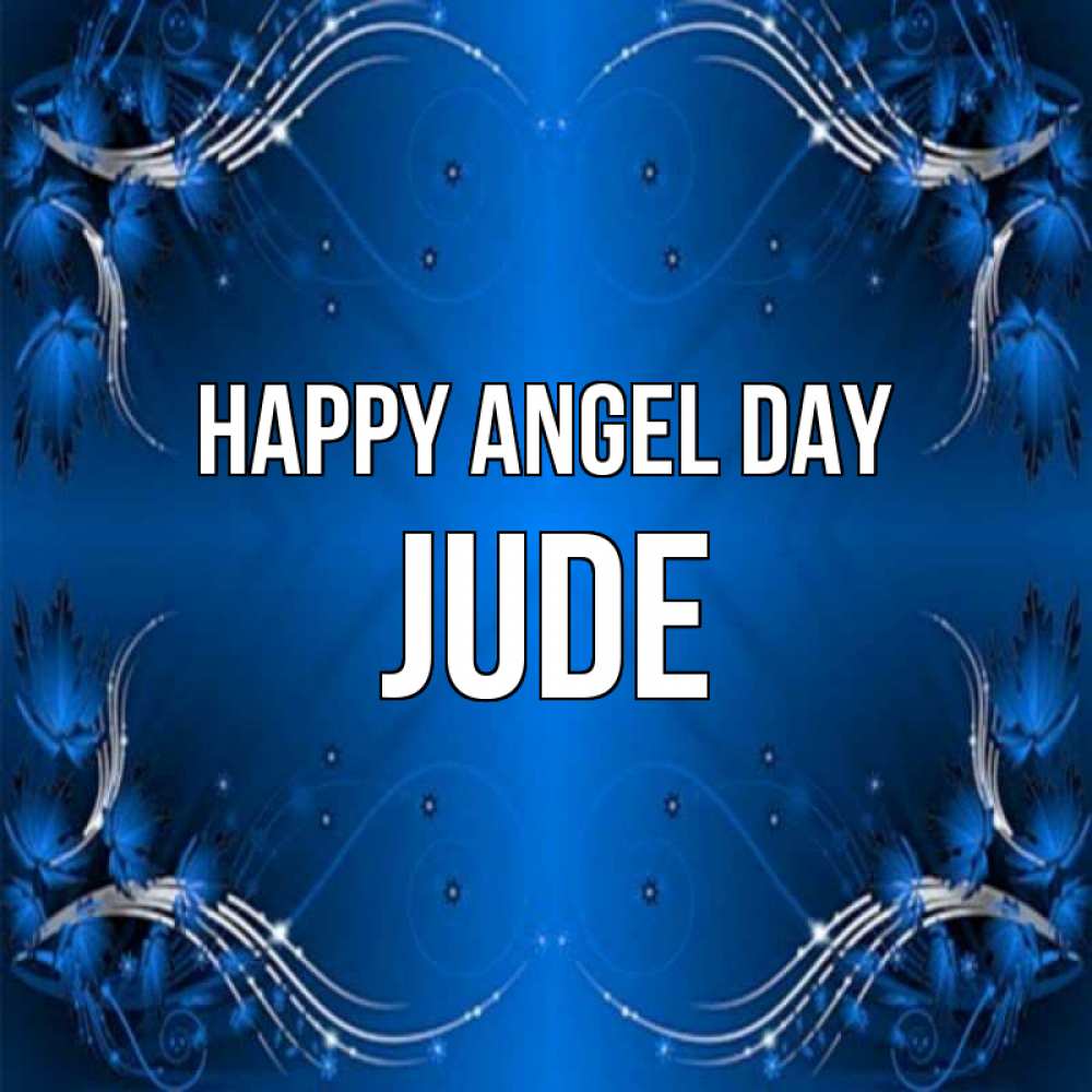 Greetings card с именем, Jude happy angel day красивая рамочка с узорами Greetings with text for free download 