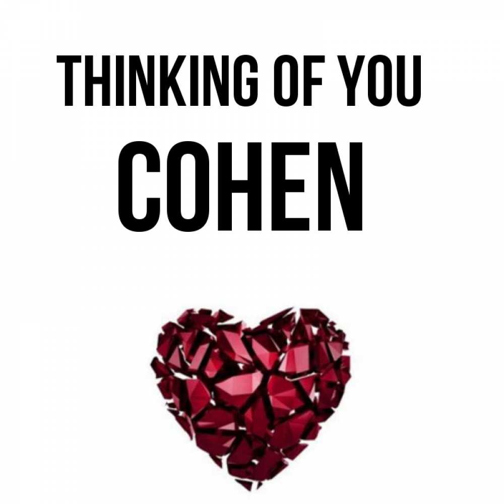 Greetings card с именем, Cohen Thinking of you рубиновое 1 Greetings with text for free download 