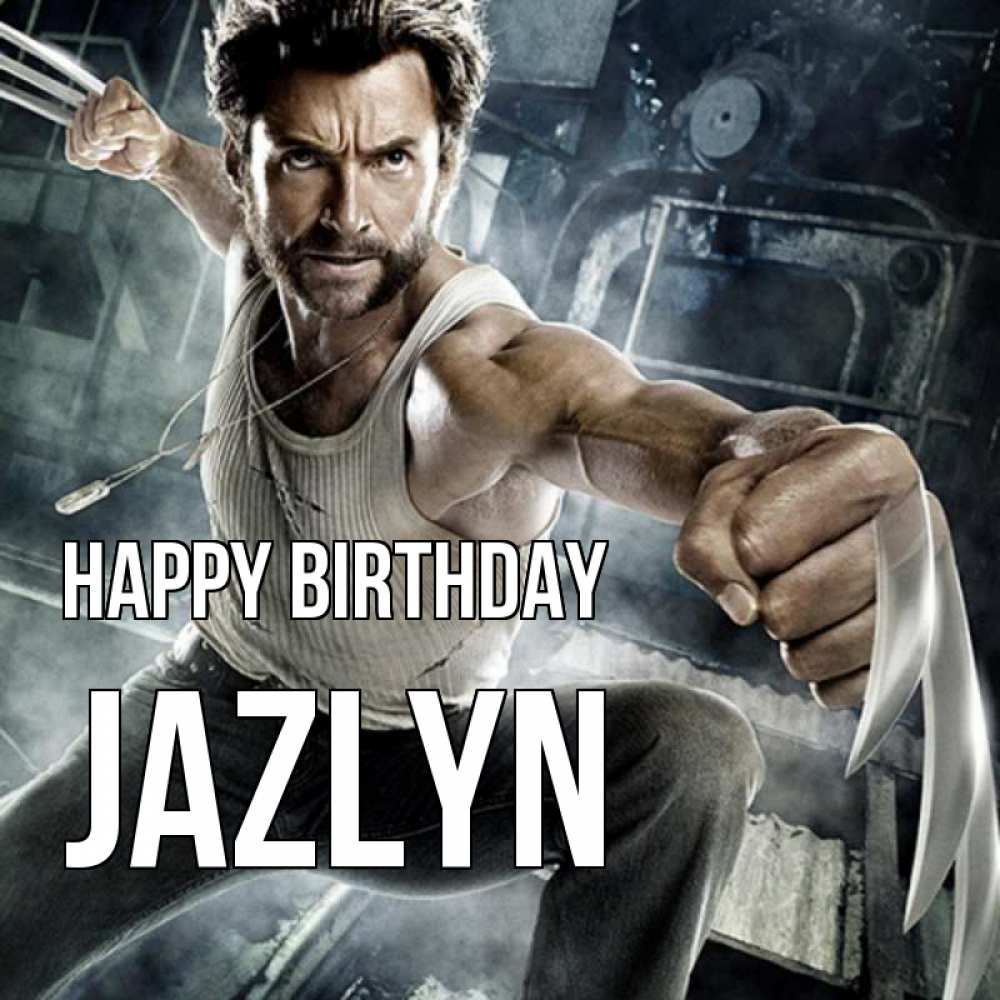 Greetings card с именем, Jazlyn Happy Birthday супергерой в ярости Greetings with text for free download 
