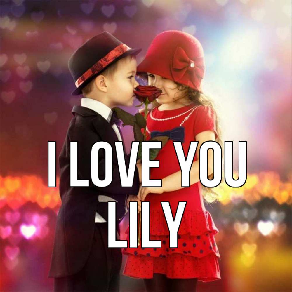 Greetings card с именем, Lily I love you черное и красное и роза Greetings with text for free download 