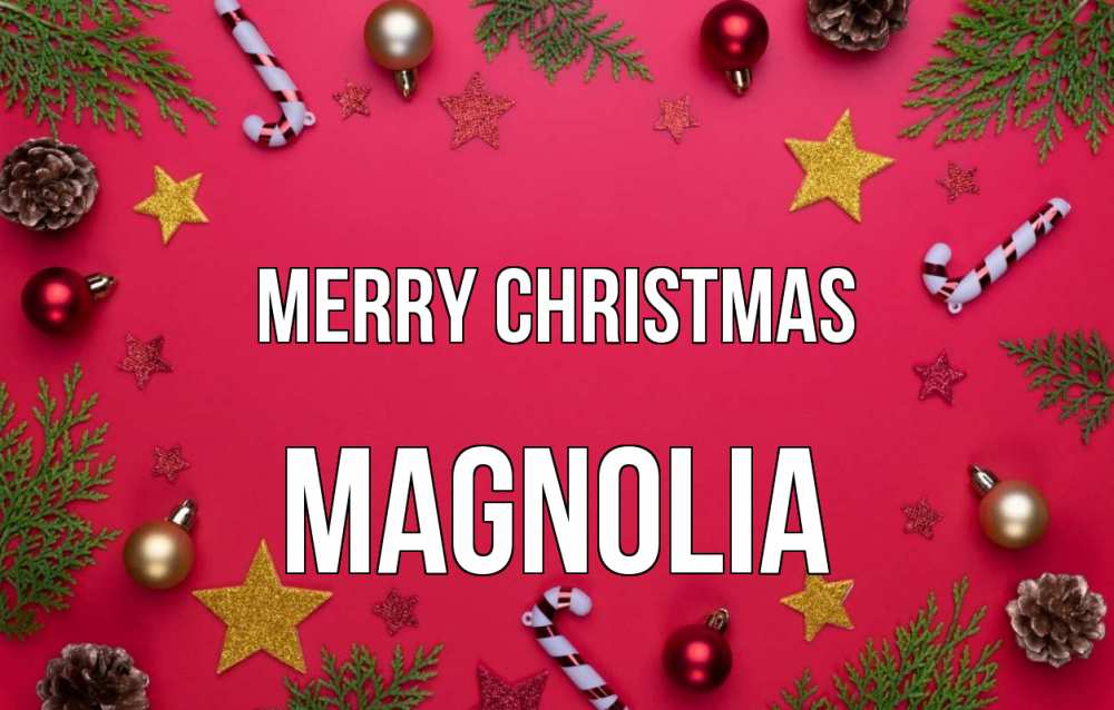 Greetings card с именем, Magnolia Merry Christmas с рождеством Greetings with text for free download 