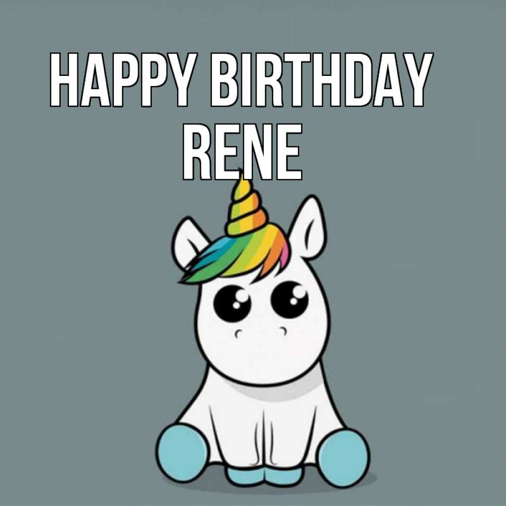 Greetings card с именем, Rene Happy Birthday пони Greetings with text for free download 