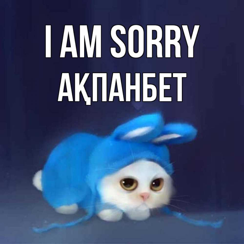 Greetings card с именем, Ақпанбет I am sorry невинный котозай просит прощения Greetings with text for free download 