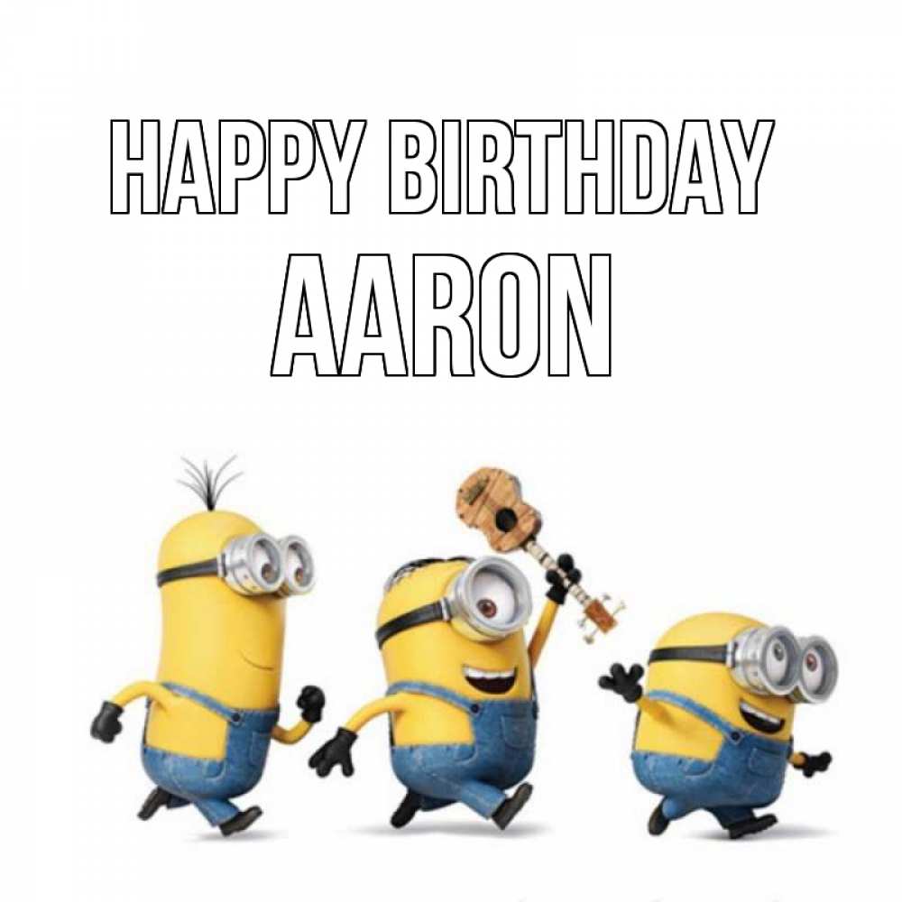 Greetings card с именем, Aaron Happy Birthday с гитарой Greetings with text for free download 
