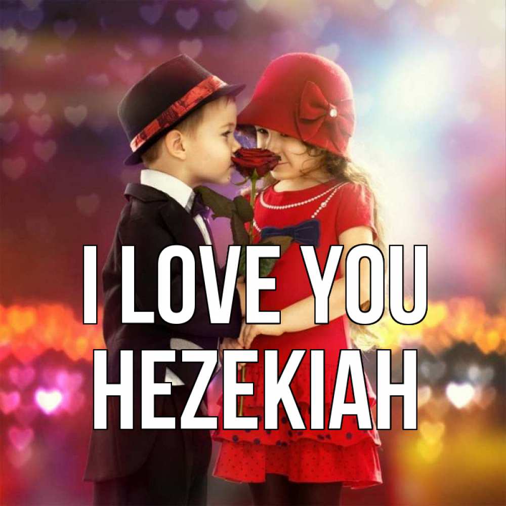 Greetings card с именем, Hezekiah I love you черное и красное и роза Greetings with text for free download 