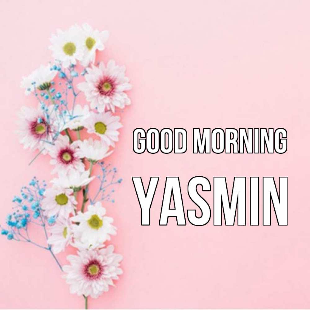 Greetings card с именем, Yasmin Good morning цветы с подписью Greetings with text for free download 