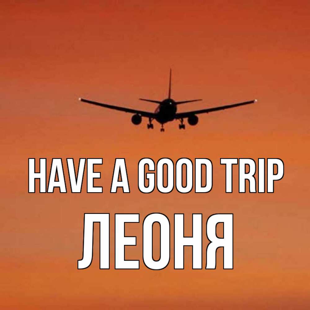 Greetings card с именем, Леоня Have a good trip силуэт самолета Greetings with text for free download 